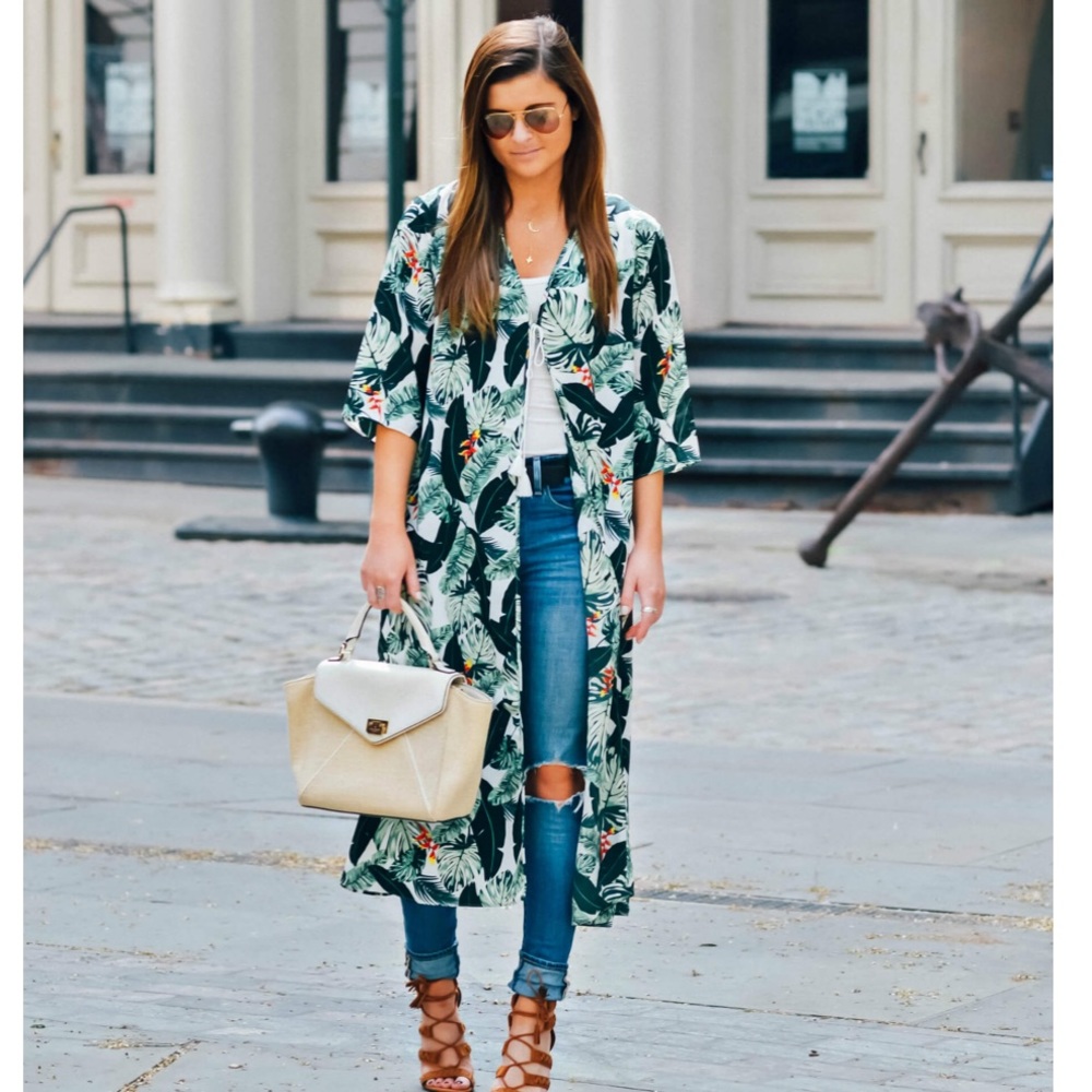 🌴Rachel Zoe Palm Print Duster/Kimono